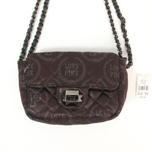 Y2K LOVE PINK Victoria Secret Brown Quilted Crossbody Adjustable Chain Bag, NWT